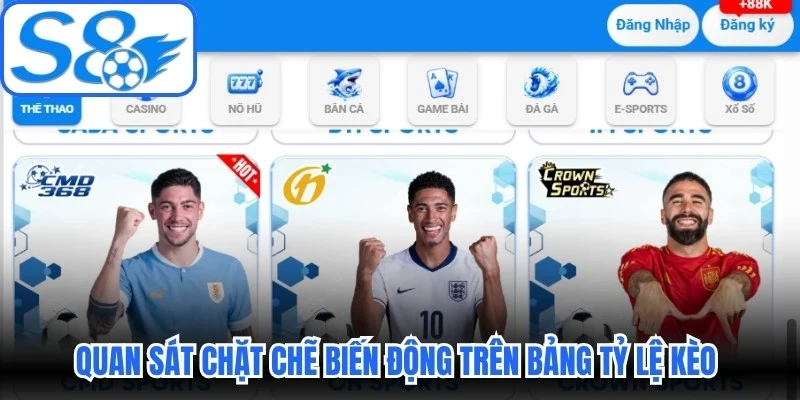 Quan sát chặt chẽ biến động trên bảng tỷ lệ kèo trước khi cược
